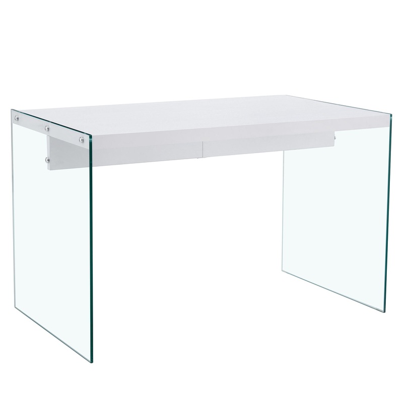 Elegant And Clear Tempered Glass Coffee Table With Storage – White