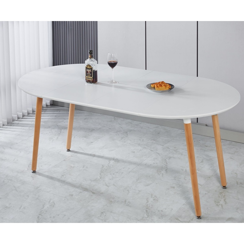 Extensible Table, Dining Table, Office Table, Coffee Table, Wood Leg – Matte White