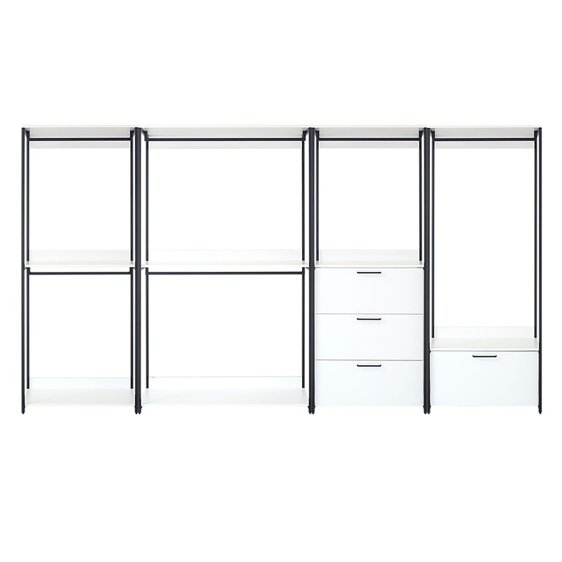Fiona – Freestanding Walk In Closet System With Metal Frame Durable Storage Solution Melamine – White
