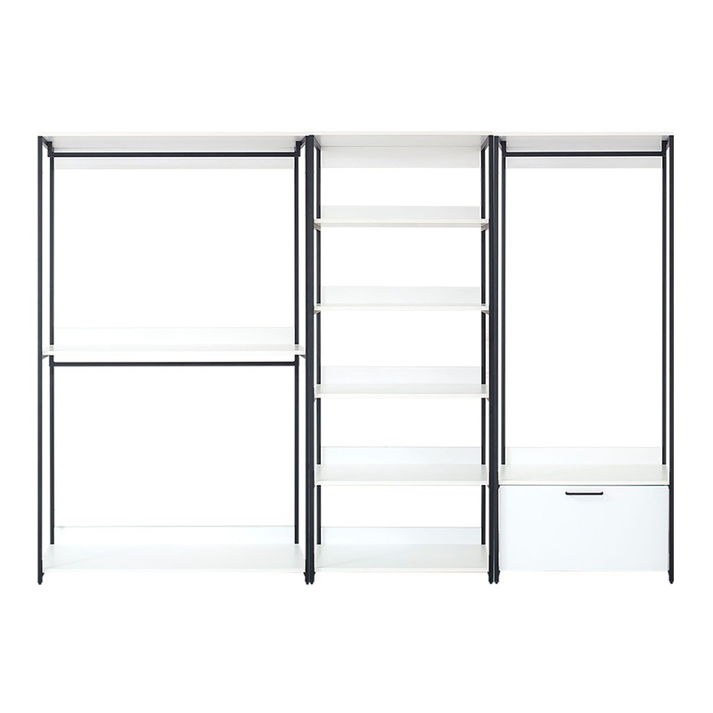 Fiona – Freestanding Walk In Wood Closet System With Metal Frame Melamine – White
