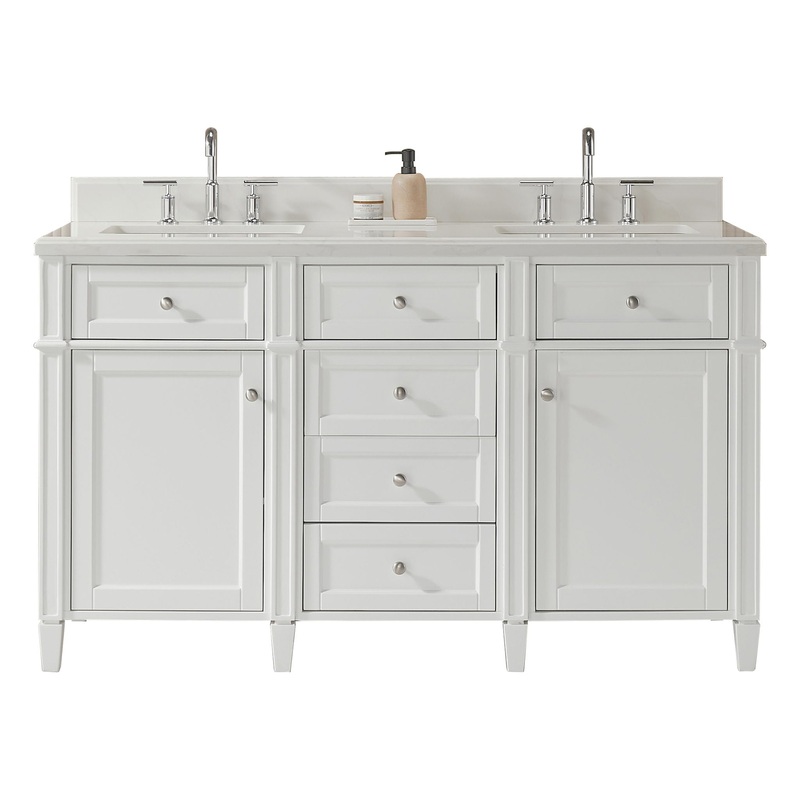 Fully Assembled 60” Freestanding Double Sinks Bathroom Vanity With Quartz Top – White