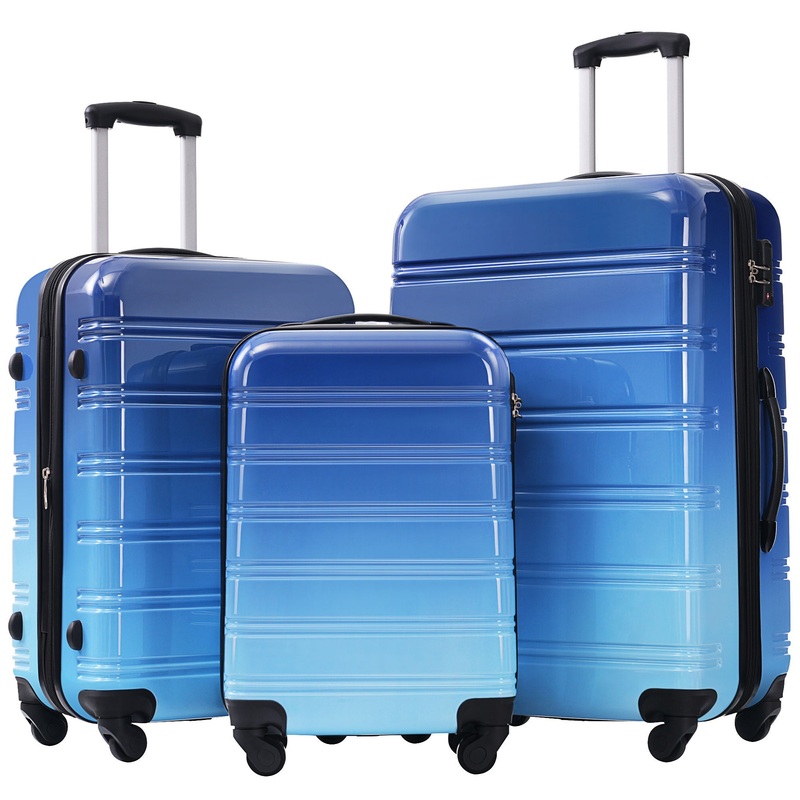 Hardshell Luggage Sets 3 Piece Gradient Color Expandable Suitcase With Spinner Wheels And Tsa Lock Lightweight 20 24 28 Available