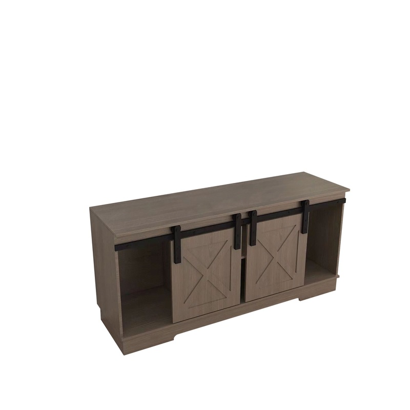 Lane – TV Stand With Sliding Barndoors Water And Heat Resistant Melamine – Rustic