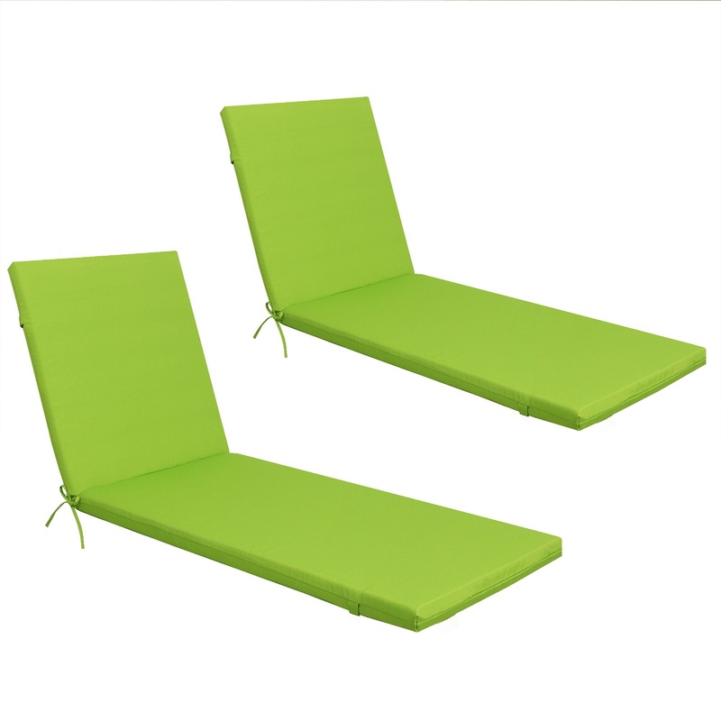 2 Piece Outdoor Chaise Lounge Chair Cushion Set With Pillow, Replacement Patio Seat Cushions – Apple Green