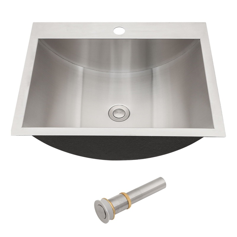 21 X 17 Drop In Bathroom Sink With Pop Up Drain, Stainless Steel Su304, Durable & Rust Resistant, Easy Installation – Brushed Nickel