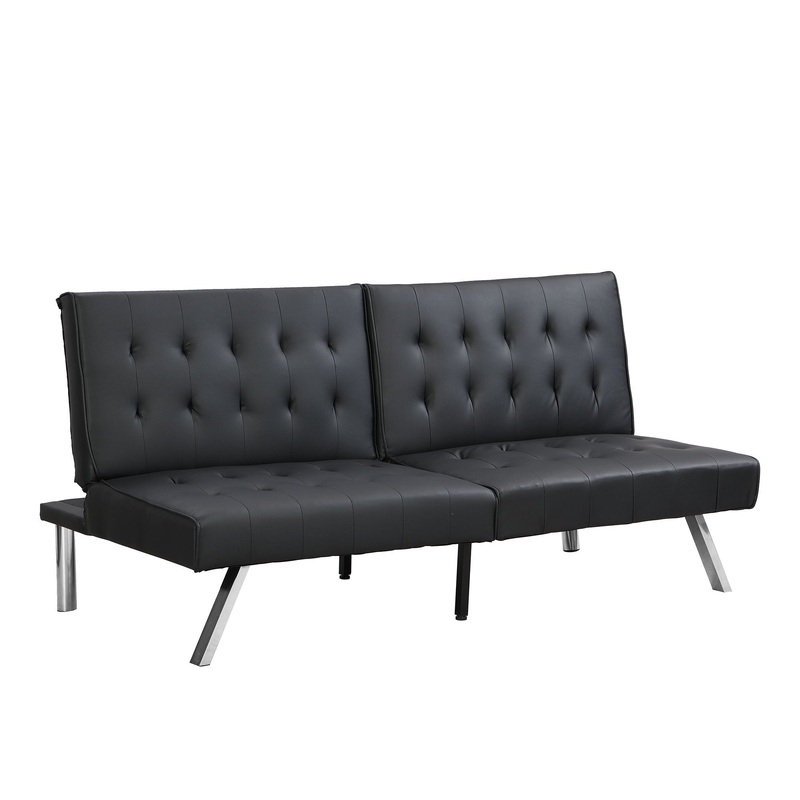 Contemporary Wood Frame Sofa Bed With Stainless Legs – Black