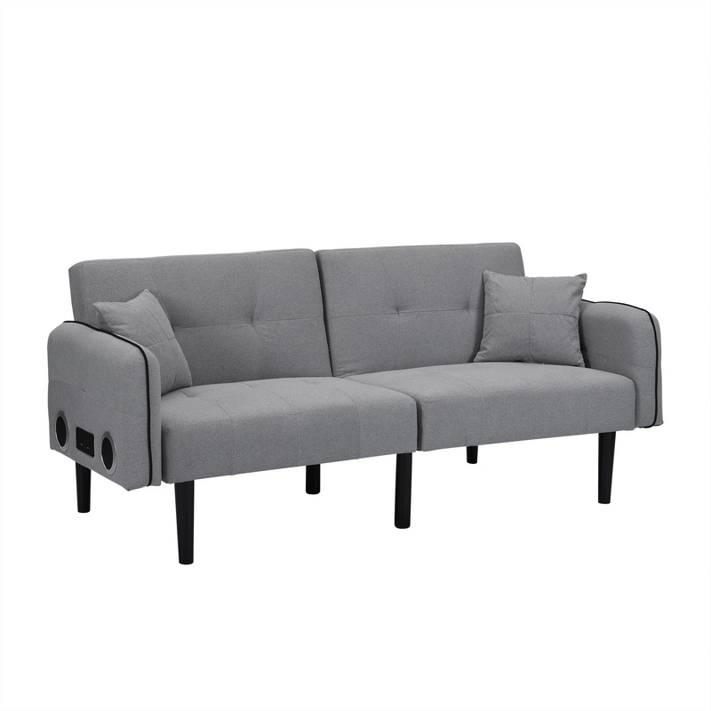 Modern Folding Ottoman Sofa Bed With Stereo System – Gray