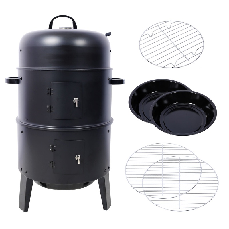 Portable Charcoal Smoker Grill For Outdoor Cooking – Black