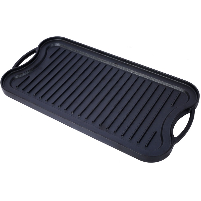Pre Seasoned Cast Iron Reversible Rectangular Grill / Griddle – Black