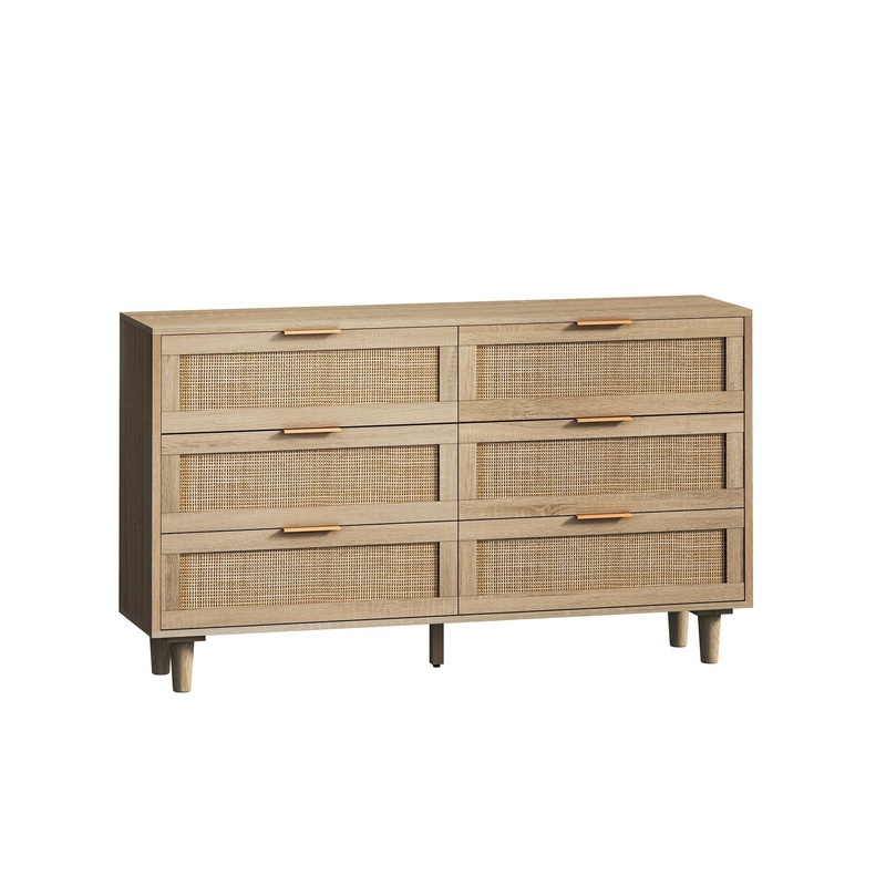 Rattan Storage Cabinet With 6 Drawers For Bedroom And Living Room – Natural