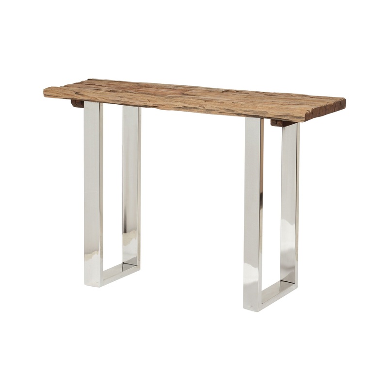 Rustic Glam Console Table With Reclaimed Wood And Iron Frame – Natural