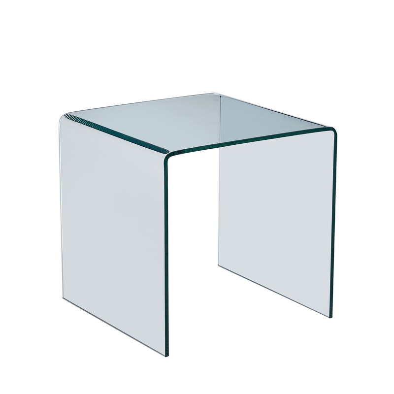 Tempered Bent Glass Sidetable, Transparent End Table, Sofa Table, Premium Glass, Multi Purpose Design – Transparent