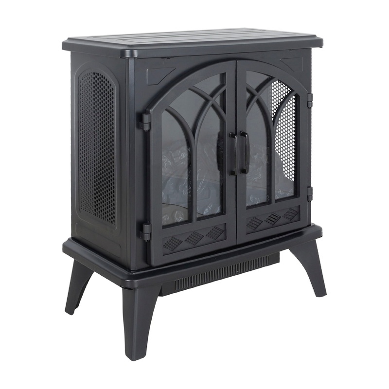 24 3D Flame Electric Infrared Quartz Fireplace Stove With Remote Control – Antique Black