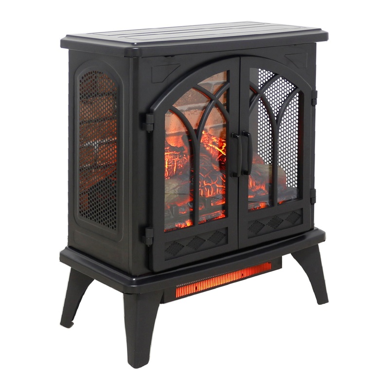 3D Flame Electric Infrared Quartz Fireplace Stove With Remote Control – Antique Black