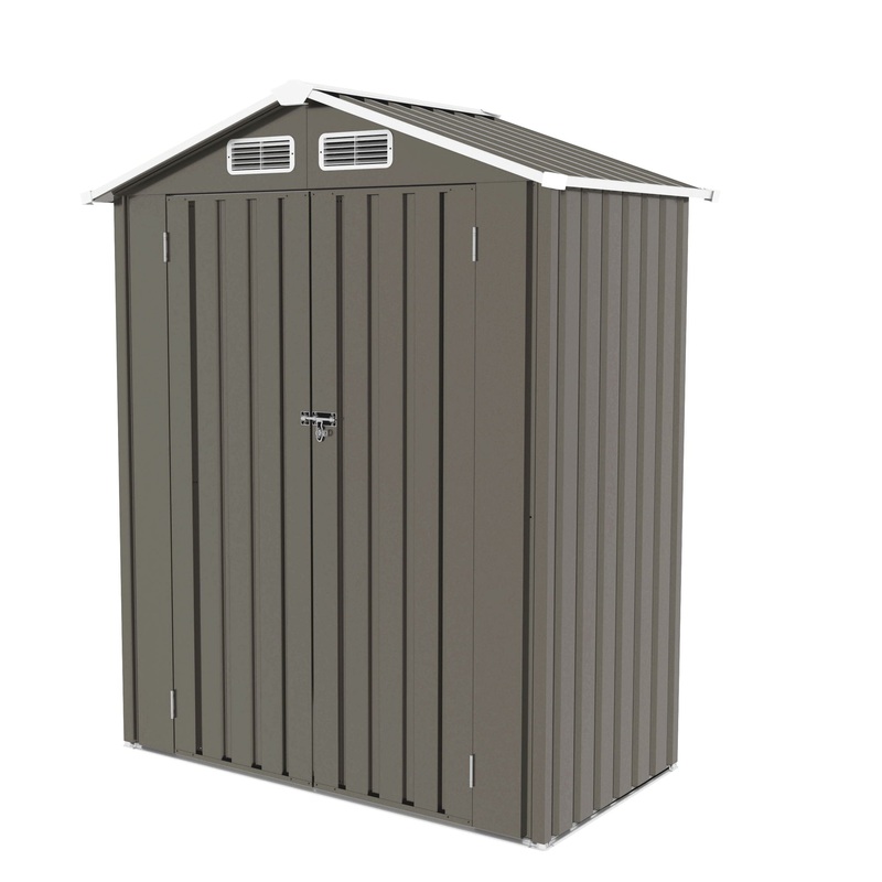 5 X 3 Ft Compact Metal Outdoor Storage Shed With Pitched Roof, Lockable Door – Gray