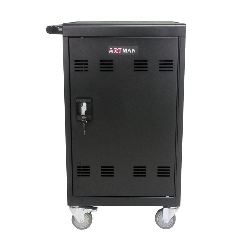 Mobile Charging Cart And Cabinet For Tablets Laptops 32-Device – Matt Black
