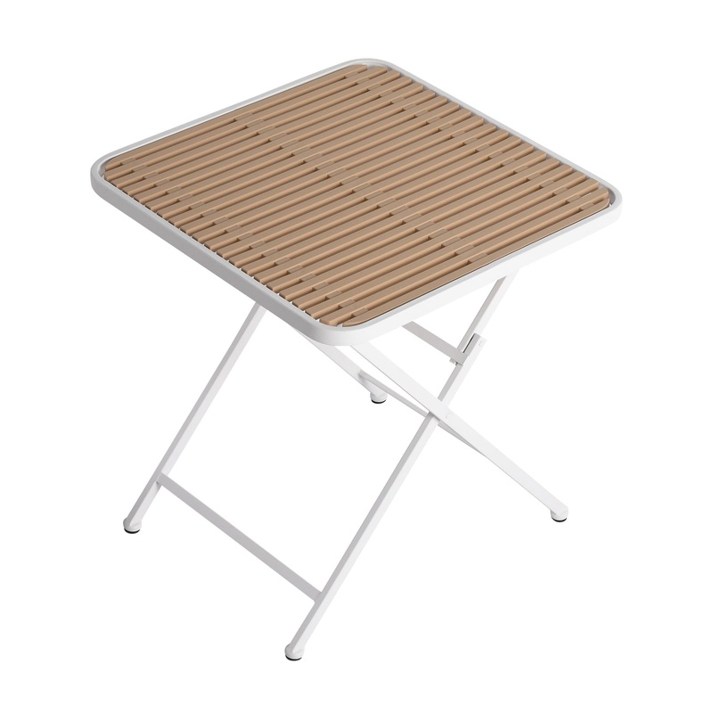 Modern Folding Square Table, Water Proof And Wear Resistant – Apricot / White