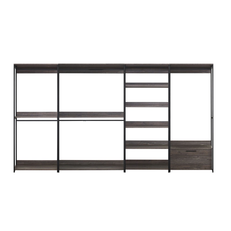 Monica – Wood Walk In Closet System Melamine 143 Modular Storage – Rustic