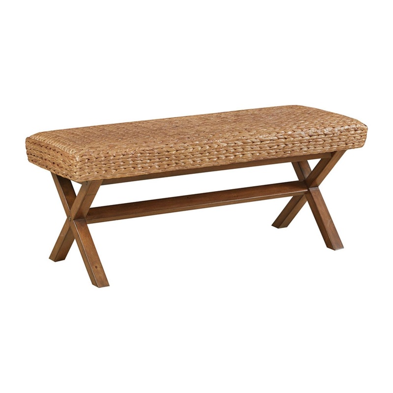 The Bench With Water Hyacinth Seat And Mahogany Base – Brown