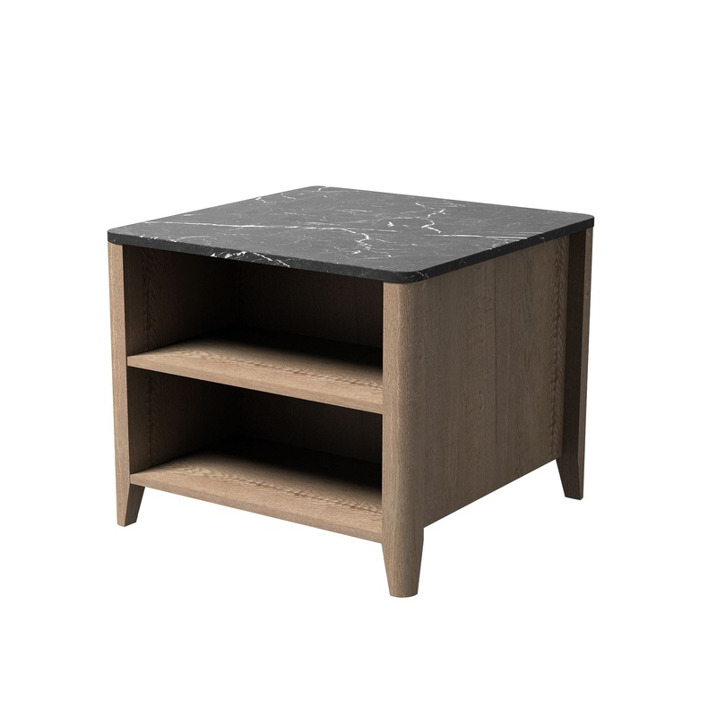 Wood Grain Coffee Table, Nightstand – Black / Tobacco