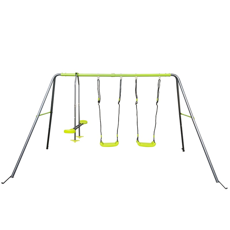 Xns081 Interesting Swingset With Plastic Safe Swing Set 440Lbs For Outdoor Playground For Age 3+ With Face To Face Without Tee – Lime Green