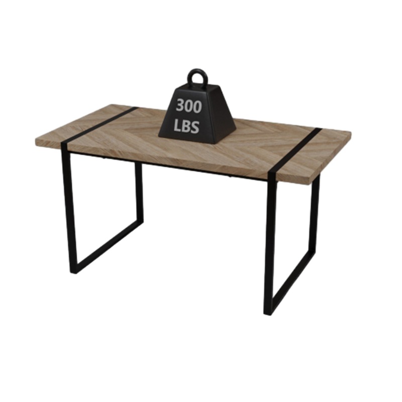 Modern Industrial Dining Table 59 Rectangular Light Wood With Metal Legs For 4 – 6 People – Natural Wood