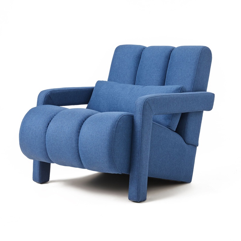 Modern Upholstered Accent Chair, Comfortable Linen Fabric With A Pillow For Living Room