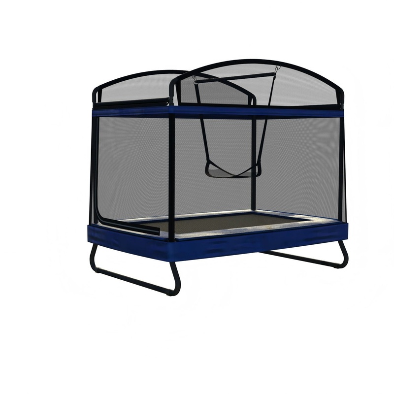 Outdoor Square Trampoline For Kids And Adults With Protective Net And Swing 4 X 6Ft – Black / Blue