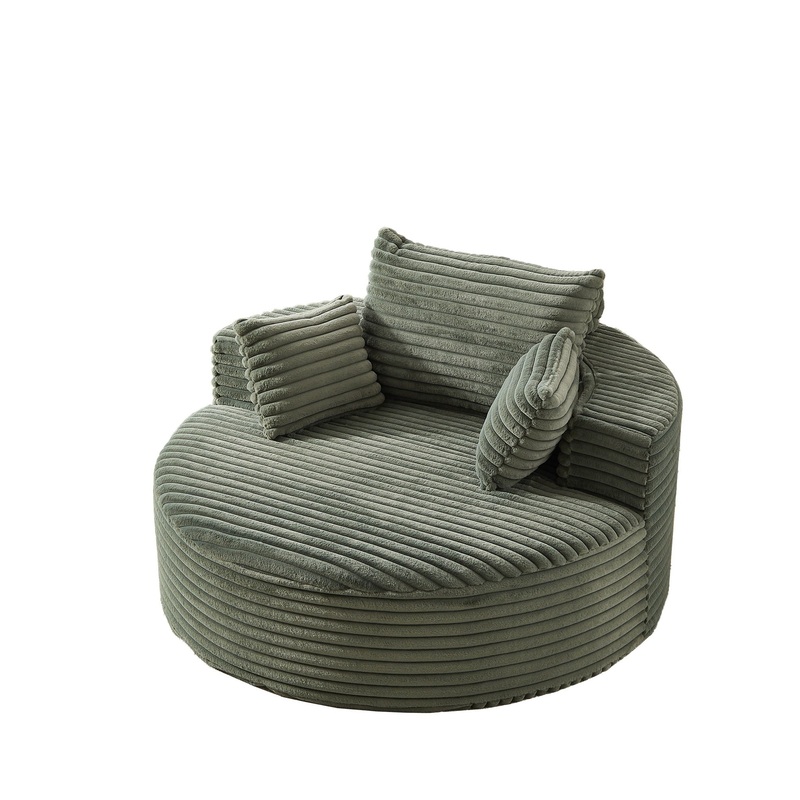 Single Swivel Chair, Fluffy Modern Sleeper, 360 Degree Swivel Chair For Living Room – Green