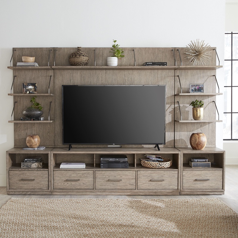 City Scape – Entertainment Center With Piers – Burnished Beige