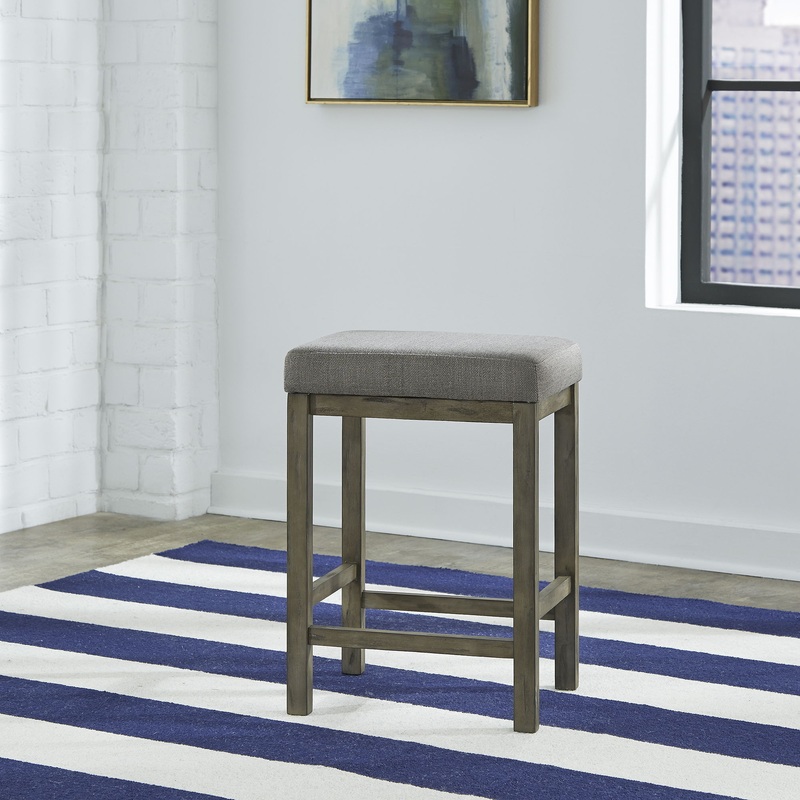 Hayden Way – Upholstered Console Stool – Washed Gray