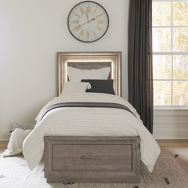 Horizons – Twin Storage Bed – Medium Gray