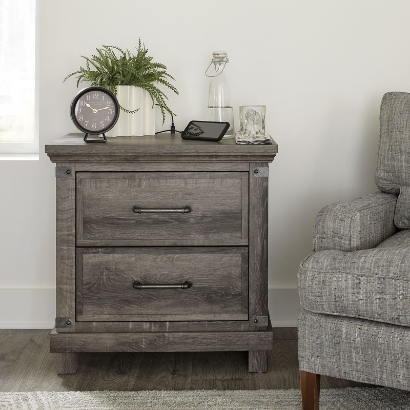Lakeside Haven – Nightstand With Charging Station – Dark Brown