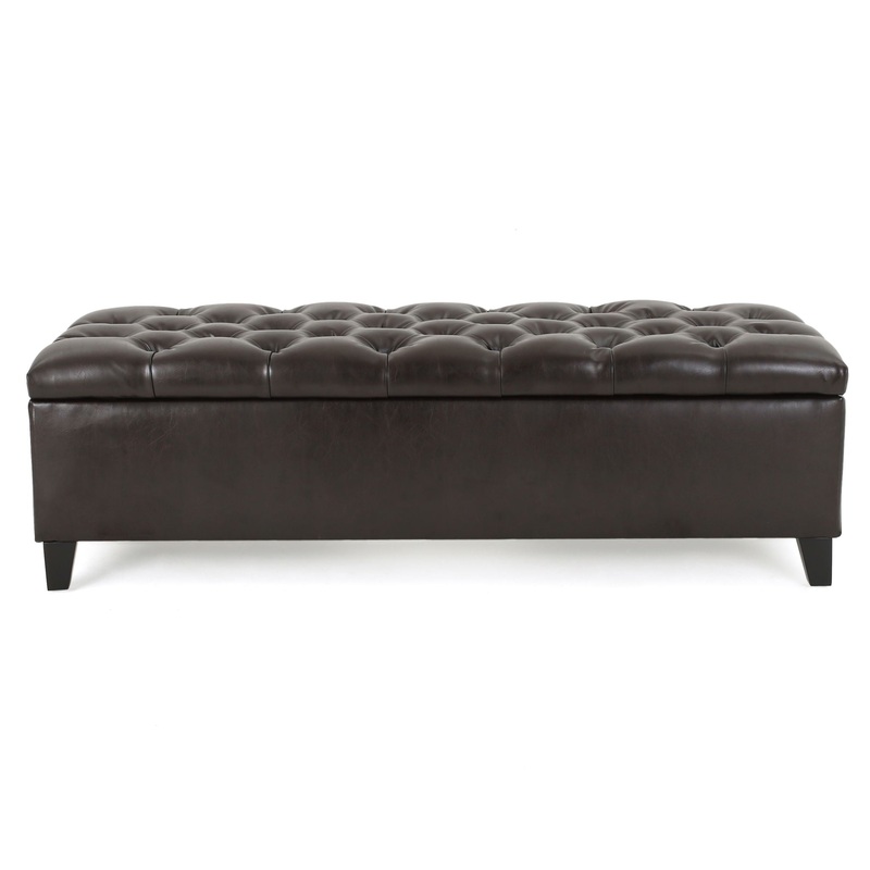 Nebulous – Upholstered Ottoman With Storage And Diamond Tufted Seat – Brown