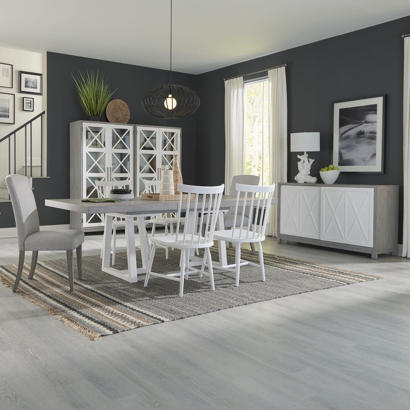 Palmetto Heights – Alternate 7 Piece Double Pedestal Table Set – Dark Gray