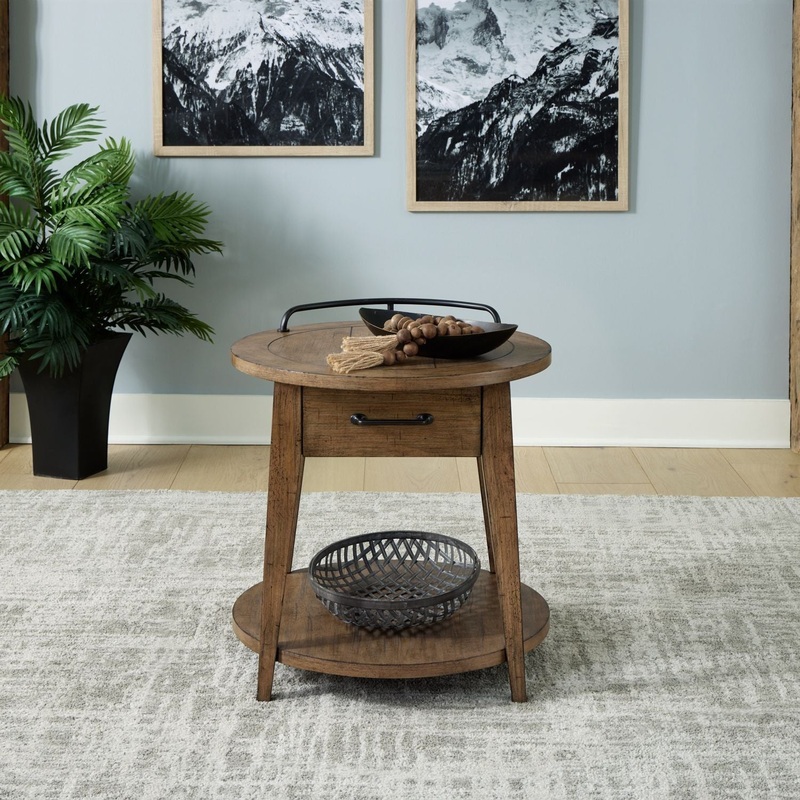 Pinebrook Ridge – Round End Table – Light Brown