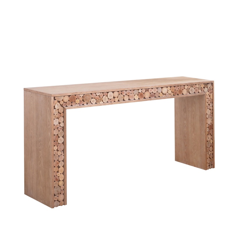 Rustic Wood Console Table With Natural Log Accents, Entryway Table, Narrow Sofa Table, Hallway Accent Table, Modern Farmhouse Style – Natural