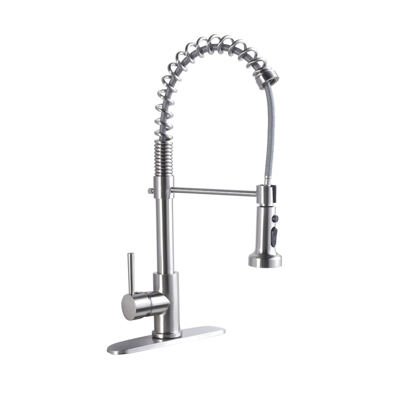 21 Commercial Kitchen Faucet With Dual Function Pull Down Sprayhead In, Stainless Steel – Brushed Nickel