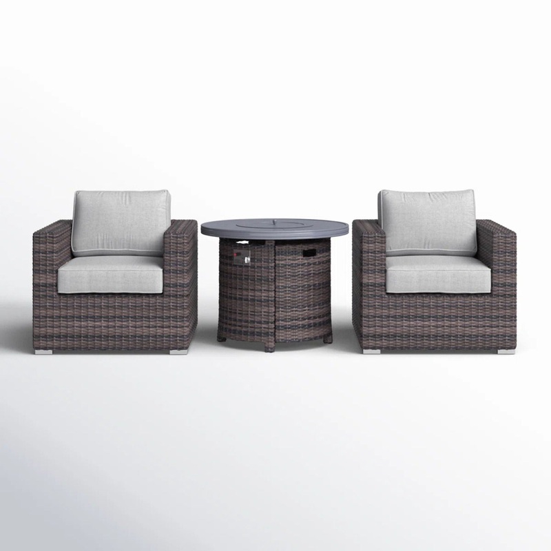 3 Piece Rattan Patio Sofa Set With Comfortable Cushions