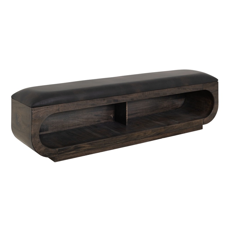 Black Balam – Wooden Bench With Cushioned Seat – Oil Black
