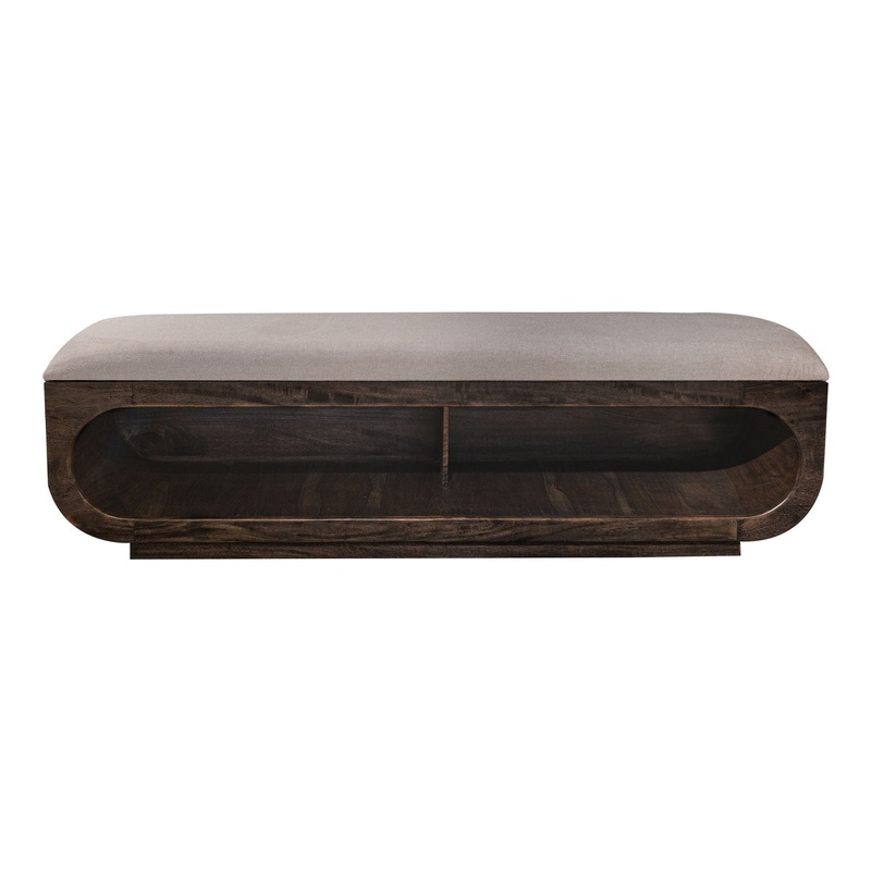 Black Balam – Wooden Bench With Fabric Cushioned Seat – Oil Black