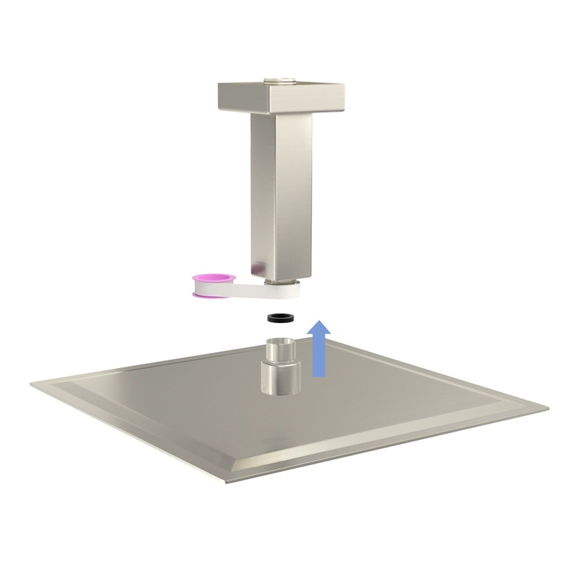 Ceiling Mounted 3 Shower Arm With Flange, Stainless Steel – Brushed Nickel