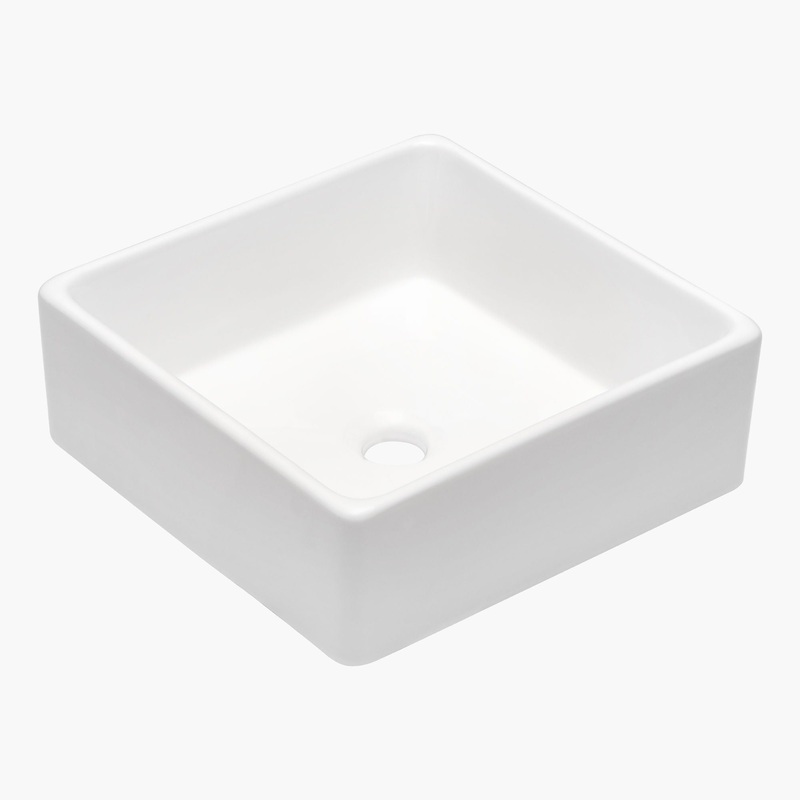 Elegant European Style Ceramic Square Vessel Bathroom Sink – White