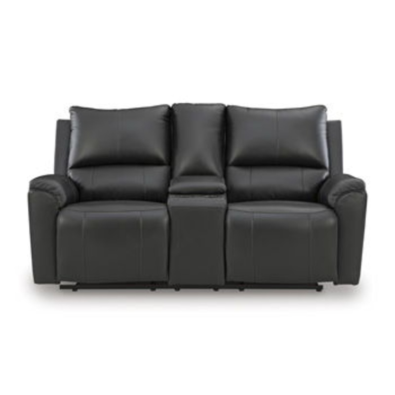 Glossmore – Black – Reclining Loveseat With Console