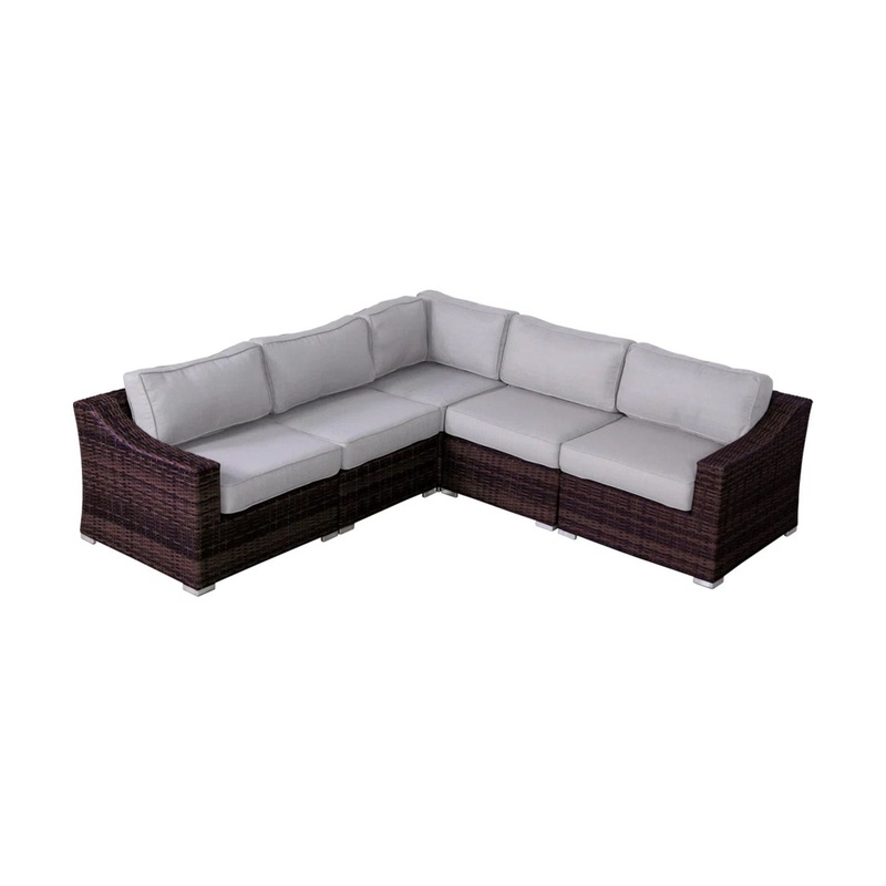 Luxurious Outdoor Resin Wicker Seating Set With Cushions – Brown Mix / Gray