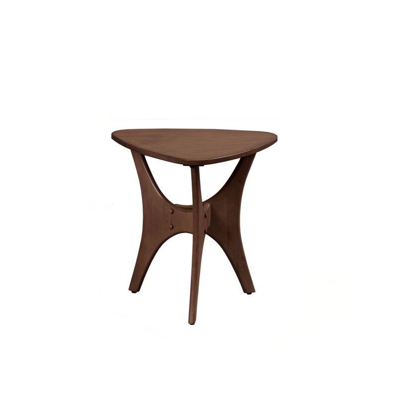 Mid – Century Triangle Wood Side Table – Pecan