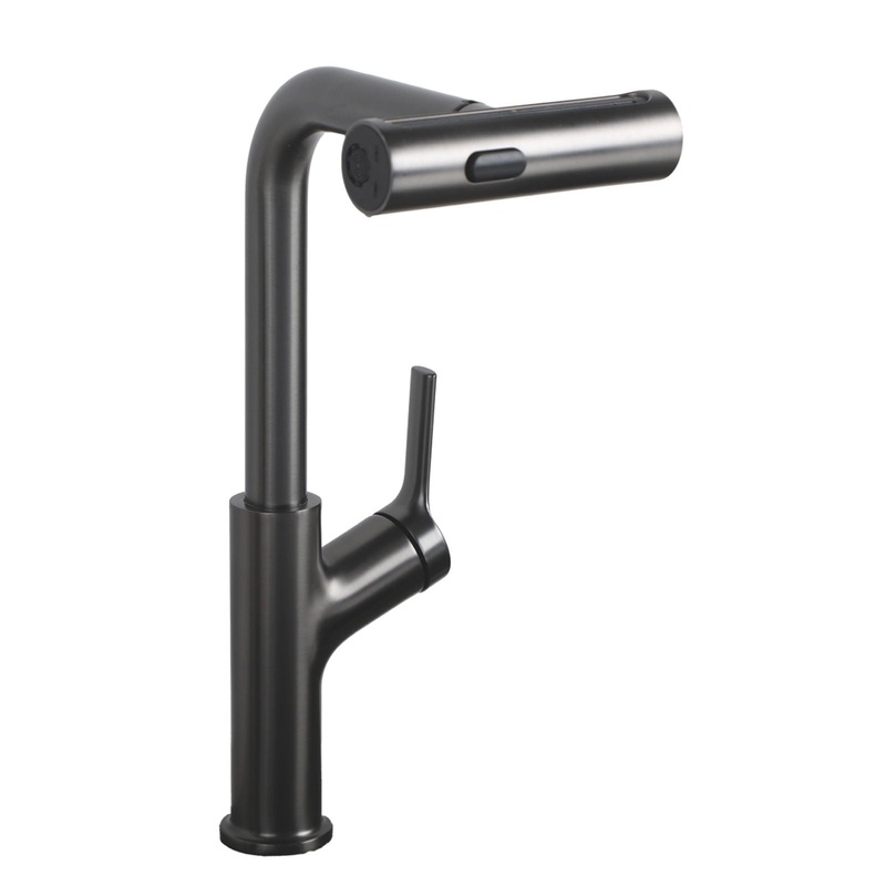 Modern 360 Pull Down Kitchen Faucet With 4 Spray Modes, Stainless Steel – Gunmetal Black