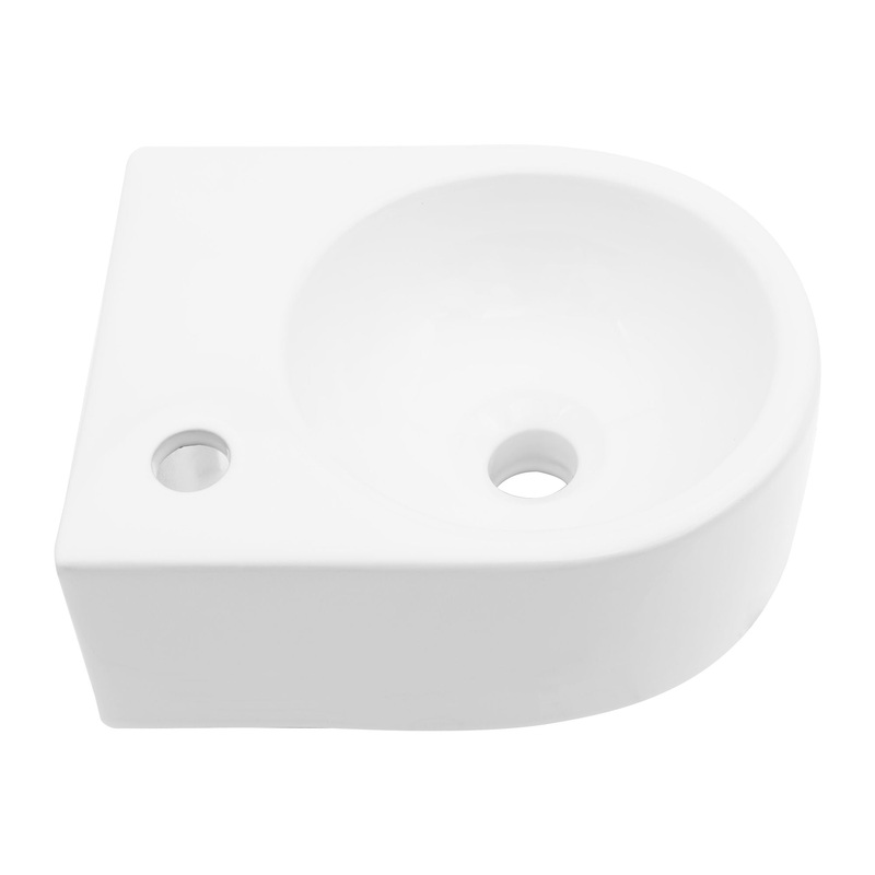 Modern Rectangle Wall Mount Bathroom Sink With Single Faucet Hole – White