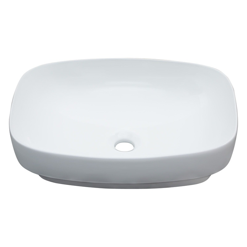 Modern Semi Recessed Ceramic Bathroom Sink With Vessel Design – White