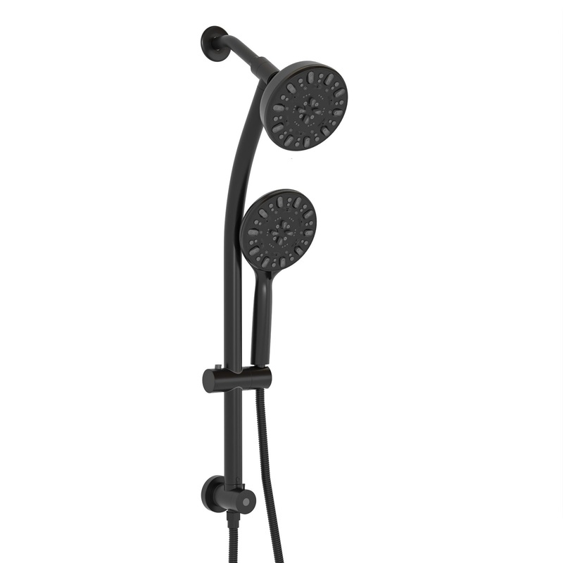 Multi Function Dual Shower Head Shower System With 4.7 Rain Showerhead & 7 Function Hand Shower – Matte Black